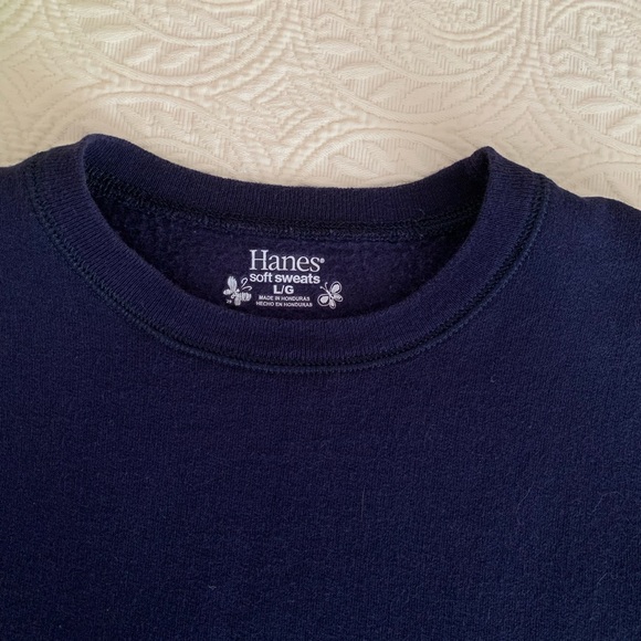 Hanes Soft Sweats Sweatshirt Crewneck Pullover Long Sleeves Blue Girls L 10-12 - Picture 5 of 10